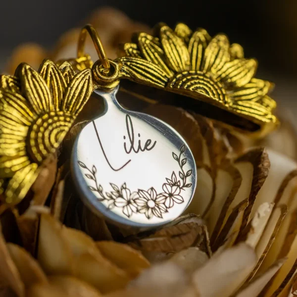 Collier Pendentif Fleur de Tournesol Personnalisable