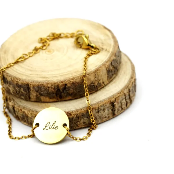 Bracelet en Inox Plaqué avec Médaillon Personnalisé